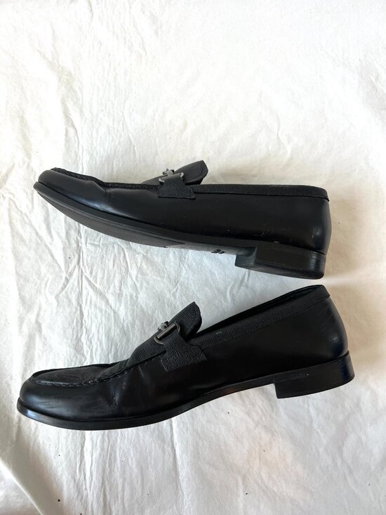 Giorgio Armani loafers black leather textured horsebit UK 8 US 9 slip on shoes main image 5